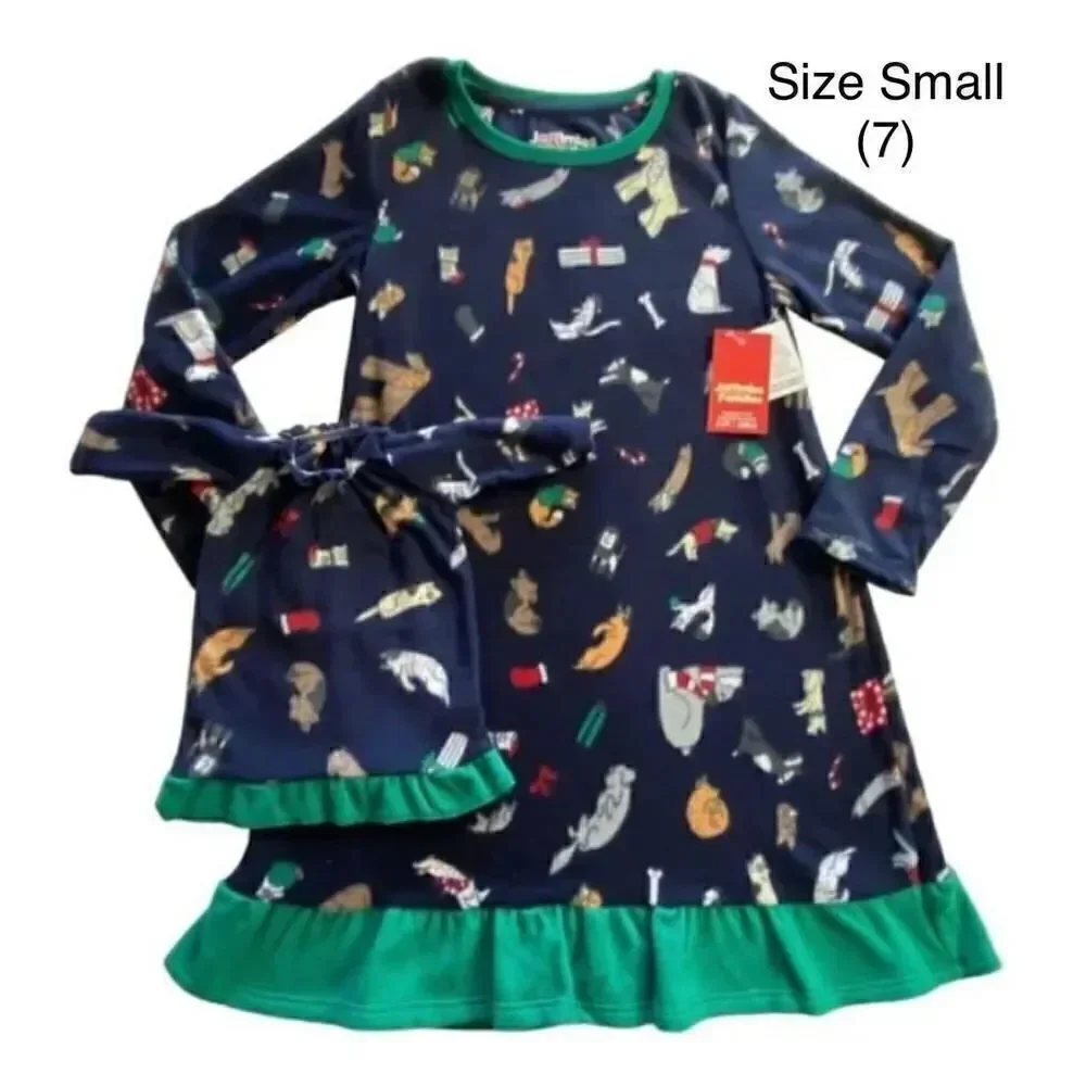 Jammies For Your Families Girls Size S(7) Happy Howlidays Nightgown & Doll Gown